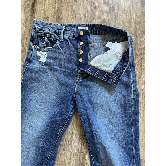 Anthropologie Good American Good Boy High Waisted Split Hem Jeans Size 6/28 - Picture 7 of 14